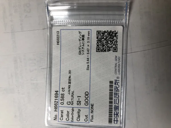 ダイヤモンドルース 0.588ct G SI-1 Good