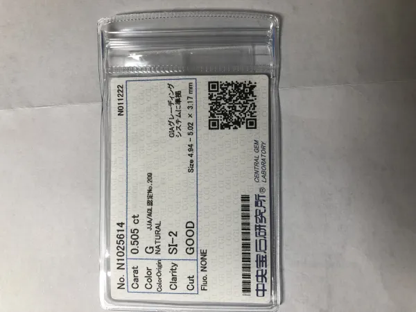 ダイヤモンドルース 0.505ct G SI-2 Good